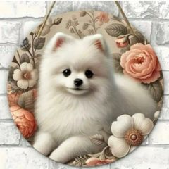 ✨新品未使用大人気ポメラニアン木製プレー 壁掛けドアプレート