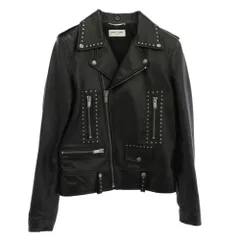 SAINT LAURENT サンローラン 533659 YC2QO STUDDED LEATHER MOTORCYCLE JACKET スタッズ モーターサイクル レザー ライダースジャケット ブラック系 44【中古】のサムネイル