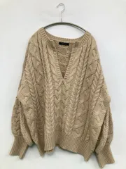 gleam グリーム ニット/セーター F ベージュ ニット 無地 ミドル丈 長袖 Vネック レディースのサムネイル