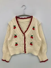 W♡C ダブルシー カーディガン/ボレロ アイボリー ウール・ニット 刺繍 ミドル丈 ショート丈 長袖 レディースのサムネイル