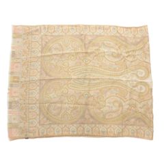 美品☆ETRO エトロ シルク100% 大判 スカーフ ペイズリー柄 グレージュ