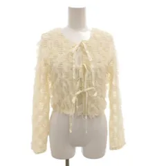ルルロジェッタ ルールロジェット leur logette 26SS Stretch Tulle Top カーディガン ノーカラー リボン フリンジ チュール 1 白 ホワイト /FFのサムネイル