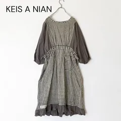 フェリシモ KEIS A NIAN エプロンワンピース エプロンドレス チェック グレーのサムネイル