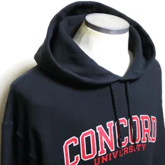 【チャンピオン】スウェットパーカー メンズ L 日本2XL 黒 カレッジロゴ CONCORD UNIVERSITY  00s USED品 アメリカ古着