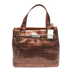 クロコダイル 3983 メタリック ハンドバッグ カデナ付き トートバッグ CROCODILE ブラウンのサムネイル
