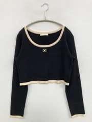 Chico チコ ニット/セーター F ブラック ナイロン 無地 ワンポイント ショート丈 長袖 Uネック レディースのサムネイル