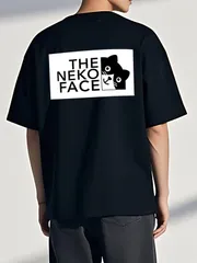 送料無料  背面プリント 100%コットン（THE NEKO FACE ザ・ネコ・フェイス）熱転写3Dプリント メンズ　レディース おもしろい 半袖 パロディ Tシャツのサムネイル