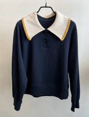 yori 刺繍カラーニット ネイビー - メルカリ