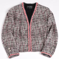 極美品 CHANEL シャネル 20P ココマークボタン ツイード ノーカラー