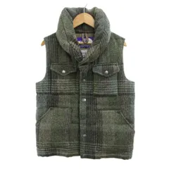 ノースフェイス パープルレーベル THE NORTH FACE PURPLE LABEL ×ハリスツイード ダウンベスト ウール XS カーキ チェック柄 ショールカラー ノースリーブ NDW2969N /PPのサムネイル