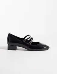 マンゴ レディース シューズ ヒール Mango kitten heel Mary Janes Black ブラックのサムネイル