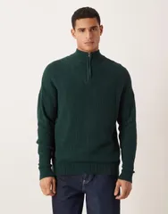 エイソス メンズ アウター ニット・セーター スタンドネック セーター ニット ASOS DESIGN relaxed knit pique funnel neck sweater in dark Dのサムネイル