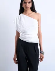 トップショップ レディース トップス タンクトップ Topshop one shoulder top WHITE ホワイトのサムネイル