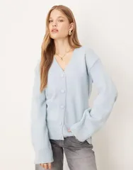 エイソス レディース アウター カーディガン ニット ASOS DESIGN knitted oversized cardigan Blue ブルーのサムネイル
