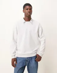 エイソス メンズ アウター ニット・セーター リブ スウェット シャツ スキューバ ASOS DESIGN sweatshirt with ribbed collar in heather grayのサムネイル