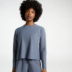キャリー レディース トップス Tシャツ CALIA Womens Renew Long Sleeve Crop Tee Stoney Aqua アクアのサムネイル