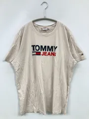 TOMMY JEANS トミージーンズ Tシャツ/カットソー M ベージュ 前面プリント ブランドロゴ ミドル丈 半袖 クルーネック(丸首) メンズ