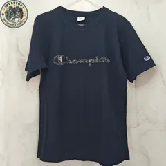 【Champion】リバースウィーブ Tシャツ C3-M303 黒 カモ柄ロゴ Lサイズ