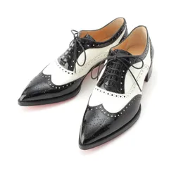クリスチャンルブタン パテントレザー Zazou Flat ウィングチップ バイカラー ドレスシューズ ブラック ホワイト 36 1/2【中古】のサムネイル