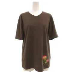 フェイラー FEILER Tシャツ M 茶 ブラウン Vネック 半袖 花柄刺繍 /SC ■ECF005のサムネイル