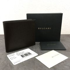 SK様】ブルガリ 折り財布 マン サークルロゴ レザー 本革 ブラック