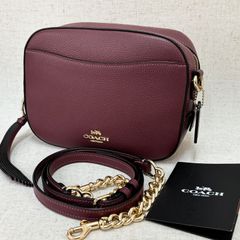 COACH ペブルレザー カメラバッグ ショルダーバッグ タッセル ボルドー 