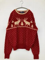 Polo by Ralph Lauren ポロバイラルフローレン ニット/セーター M レッド クルーネック(丸首) 長袖 ミドル丈 その他総柄 ウール・ニット メンズ