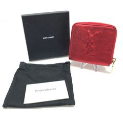 YSL モノグラム・サンローラン 二つ折りラウンドファスナー財布 レッド