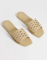 エイソス レディース シューズ サンダル ASOS DESIGN Faris woven jelly flat mules in taupe トープのサムネイル