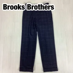 Brooks Brothers ブルックスブラザーズ ウィンドウペンチェック ノータックスラックス サイズ31 ダークネイビー 黒に近い紺 総丈102cm ウエスト76cm 股上28cm 股下74.5cm ワタリ29cm 裾幅20cm【古着】のサムネイル