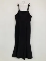 natural couture ナチュラルクチュール ワンピース F ブラック ストレッチ 無地 リボン 袖なし ロング・マキシ丈 フレア レディース