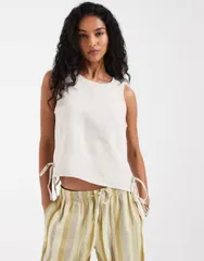 リバーアイランド レディース トップス シャツ リネン River Island linen look tank top in stone part of a set STONE DARK ストーンのサムネイル