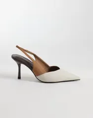 エイソス レディース シューズ ヒール ASOS DESIGN Sabrina slingback stiletto heels ineutral mix Neutral mixのサムネイル