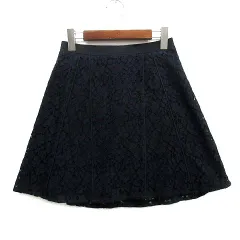 マークバイマークジェイコブス MARC by MARC JACOBS 総レース フレア スカート ミニ ネイビー 紺 0のサムネイル