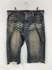 ROOT THREE デニムパンツ M ブラック ハーフ・ひざ丈 バックプリント スタンダード ストレート レギュラー ヴィンテージ メンズのサムネイル