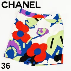 CHANEL フラワー柄 ミニスカート シルク100% フランス製 平成レトロのサムネイル