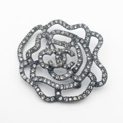 CHANEL ヴィンテージ ココマーク カメリアリング ブラック ライン