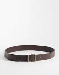 エイソス レディース アクセサリー ベルト ASOS Curve ASOS DESIGN Curve waist and hip wide square buckle belt in chocolatのサムネイル