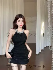 人気商品 キャバドレス★ツイードミニドレス★パールのビジュー★ホルターネック