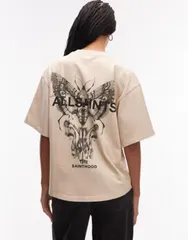 オールセインツ レディース トップス Tシャツ グラフィック AllSaints halis back graphic amelie tee in cream Sandy white ホワイトのサムネイル