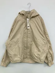 UNIQLO U ユニクロユー ブルゾン L ベージュ コットン ナイロン 無地 ブランドロゴ ミドル丈 フードあり ジップアップ メンズ