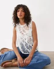 リバーアイランド レディース トップス シャツ River Island crochet stitching tank top WHITE ホワイトのサムネイル