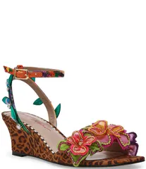 ベッツィジョンソン レディース シューズ サンダル フラワー柄 アンクル フラワー Betsey Johnson Spenser Beaded Floral Ankle Wrap Wedge Dresのサムネイル