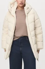 マンゴ レディース アウター ジャケット・ブルゾン コート MANGO Waterepellent Hooded Puffer Coat Natural White ホワイトのサムネイル