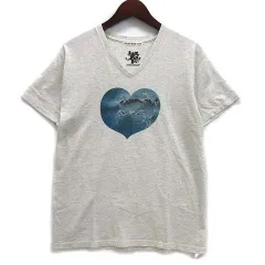 ガイジンメイド GAIJIN MADE JOSHUATREES デニム ハート プリント Vネック Tシャツ カットソー 半袖 ミックスグレー Lのサムネイル