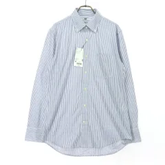 未使用 UNIQLO ユニクロ ストライプ柄 長袖 ボタンダウンシャツ M ブルー カッターシャツ Yシャツ メンズ 古着