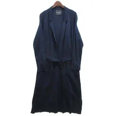 ロベルトコリーナ ROBERTO COLLINA コットン レーヨン ニット ロング カーディガン ボタンレス ベルト付き 長袖 ネイビー 紺 M イタリア製のサムネイル