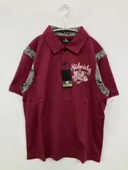 Subciety サブサエティ ポロシャツ M レッド ペイズリー柄 前面プリント バックプリント ブランドロゴ 半袖 メンズのサムネイル