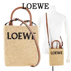 LOEWE ロエベ バッグ A563S30X05 スタンダード A5 トート ショルダーバッグ 縦型 斜め掛け ミニバッグ ラフィア ナチュラル ベージュ 編み込み カゴバッグ ロゴのサムネイル