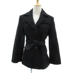 ボディドレッシングデラックス BODY DRESSING Deluxe オープンカラーコート ミドル丈 無地 リボンベルト付き 9 黒 ブラック /YS3のサムネイル